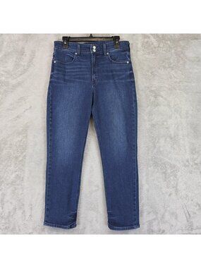 Gap High Rise Cigarette Jeans Womens 12 Blue Dark Wash Tapered Stretch Denim